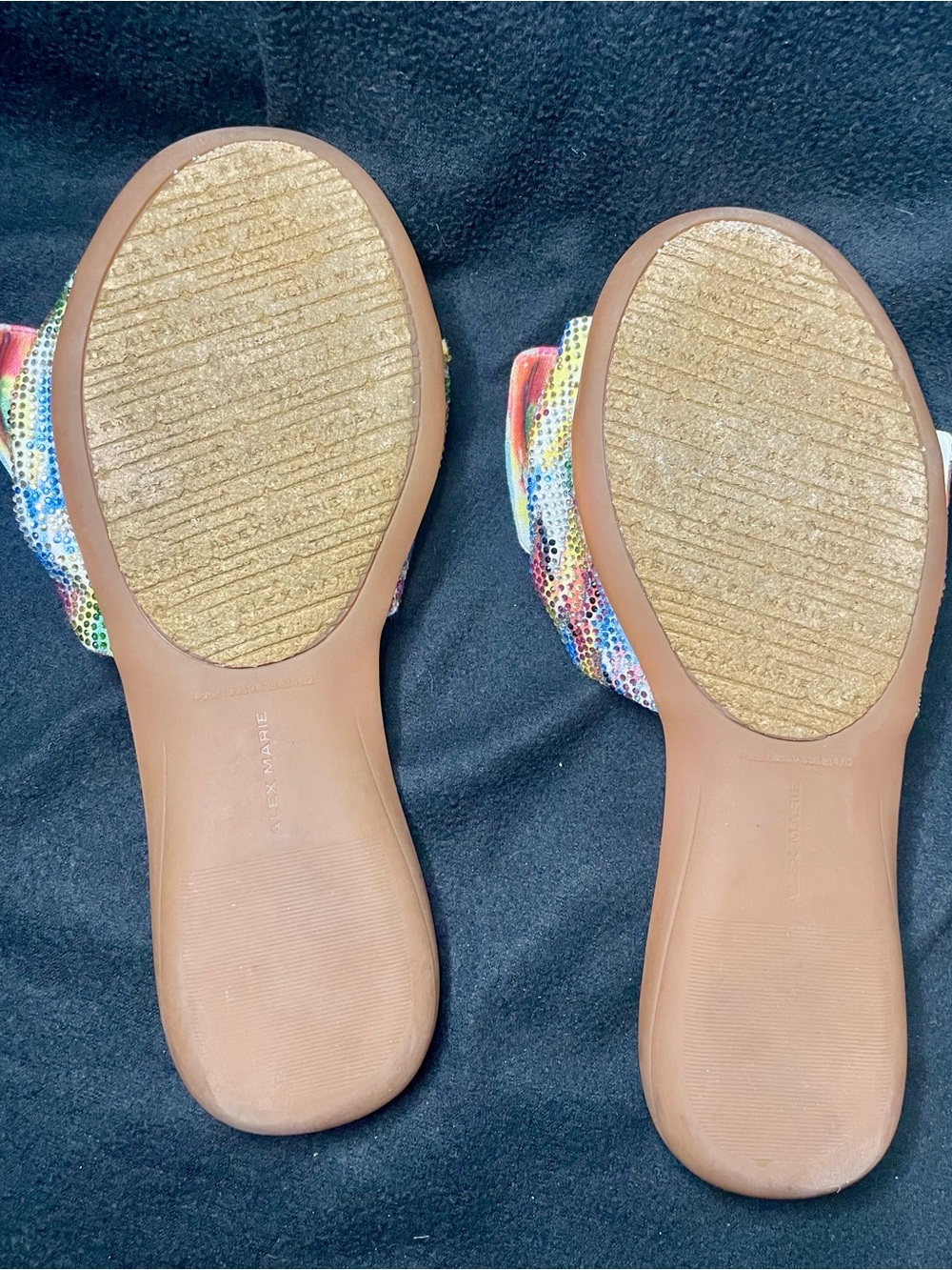 Alex Marie Multicolor Knot Slide Sandals with Tan Footbed - Picture 3 of 3